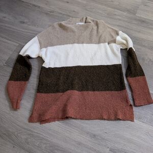 Staccato Women's Striped Sweater in Cream, Brown, and Pink